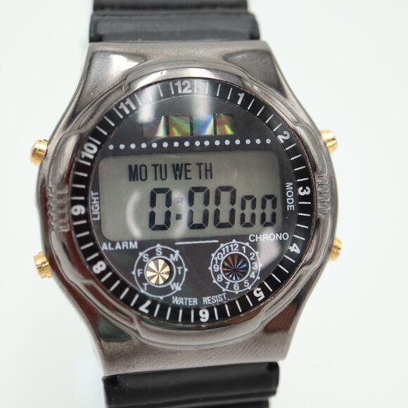 Vintage Digital Sports Watch 39mm Alarm Chrono Black Strap with New Battery - Picture 9 of 16